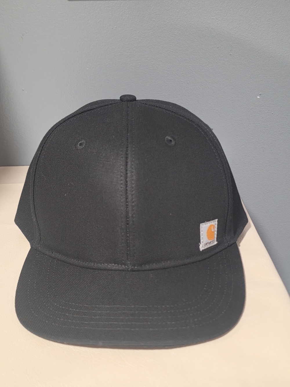 Carhartt Firm Duck Black Snapback Flat Brim Canvas Cap One Size